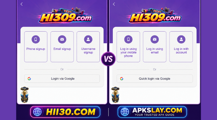 hii309 game signup and signin interface