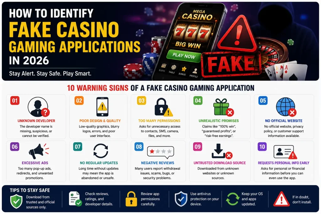how to identify fake casino gaming app